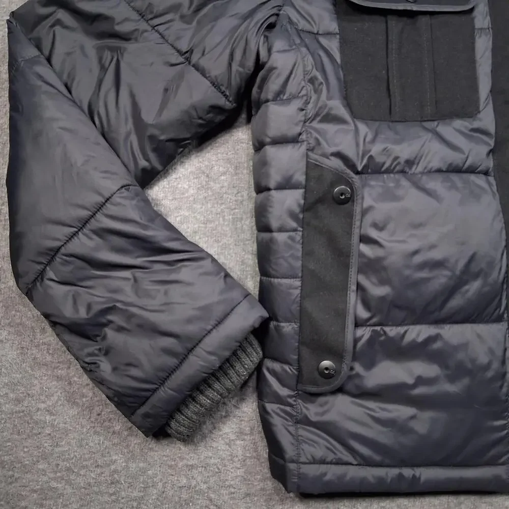 Calvin Klein Jacket Mens Medium Gray Hooded Puffer Quilted Winter Coat